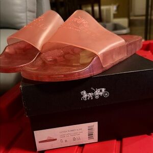 Coach Women's Candy Pink Rubber Sandals